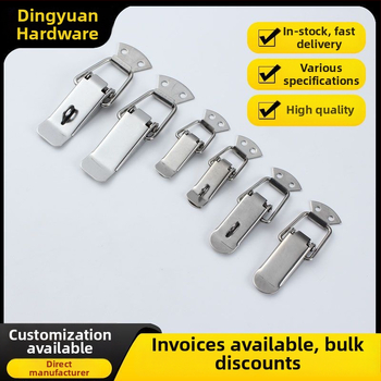 304 nerūsējošā tērauda pavasara aizvērums, smags aizvērums koka kastēm, moderns minimālisma stils, svars 100, iespējama apstrādes pielāgošana