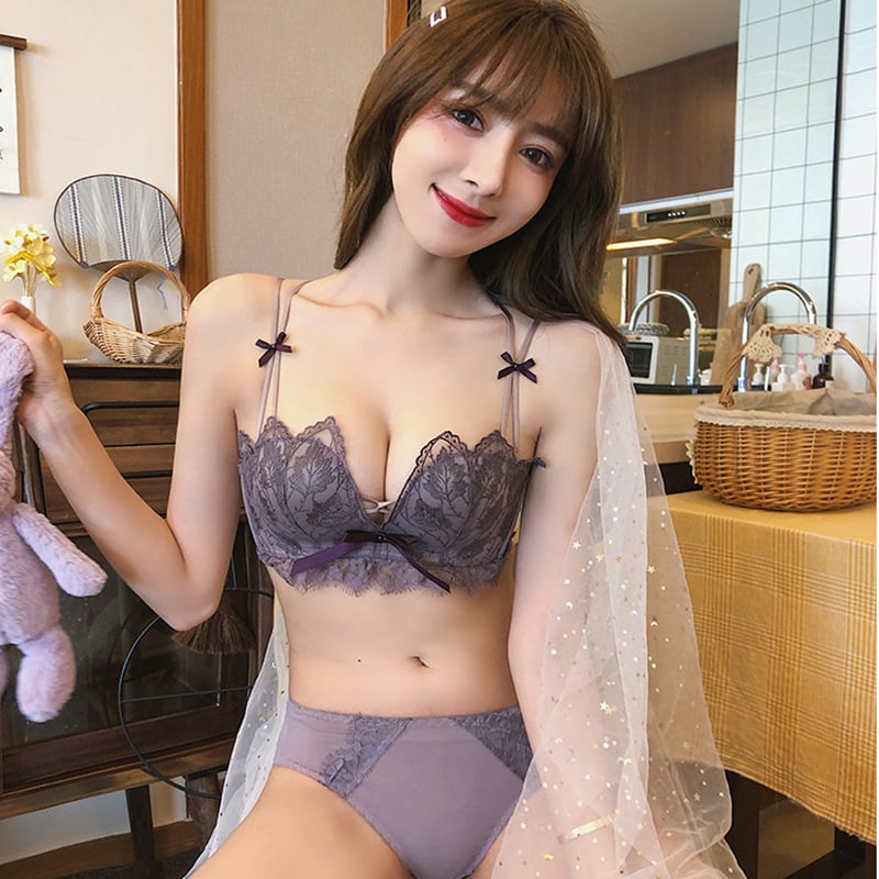 Sieviešu bezvadu mežģīņu krūšturis ar formas veidošanas funkciju, komplekts ar aizmugures dizainu; 3/4 kauss, forma: augšējā plāna, apakšējā bieza; noņemamas dubultās siksnas, aizmugurē četras rindu aizdares