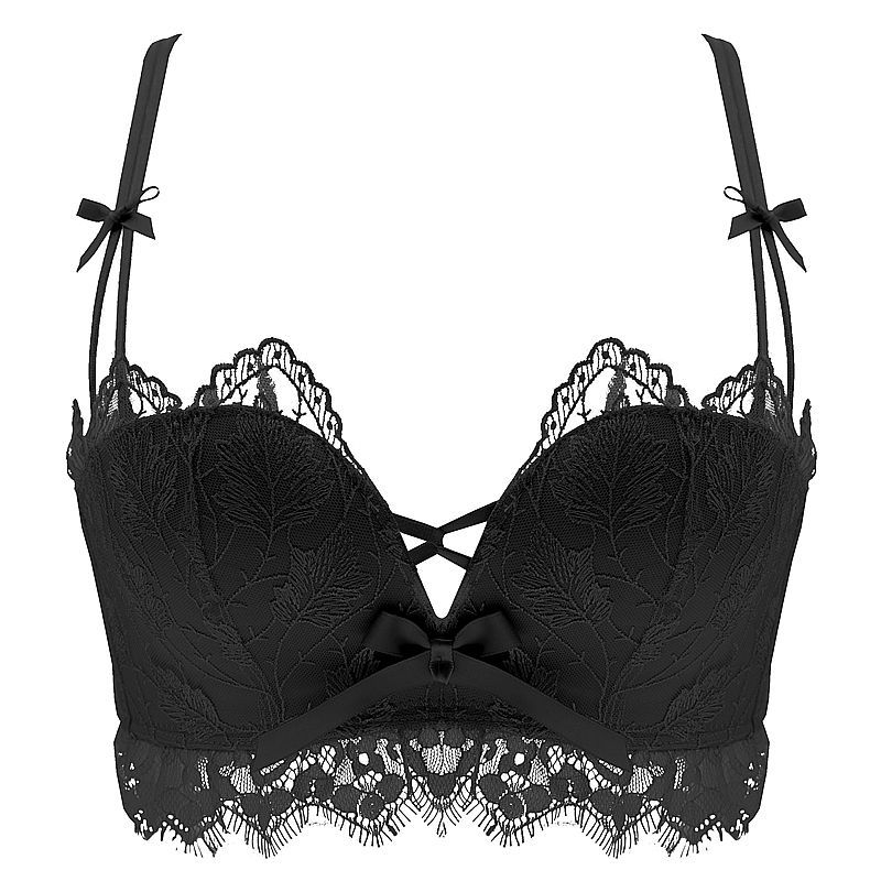 Sieviešu bezvadu mežģīņu krūšturis ar formas veidošanas funkciju, komplekts ar aizmugures dizainu; 3/4 kauss, forma: augšējā plāna, apakšējā bieza; noņemamas dubultās siksnas, aizmugurē četras rindu aizdares