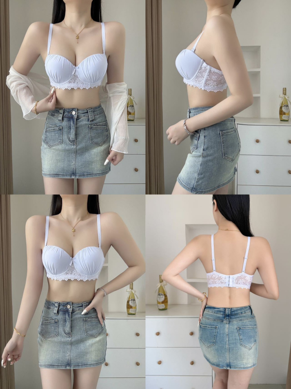 Push-Up grudnjak s čipkom, Model Manjiao Yi 6004; glavni materijal: najlon; podstava: spandex; uklonjive dvostruke naramenice; stražnje tri redove kopči; oblikovani košarice: tanke gore, debele dolje