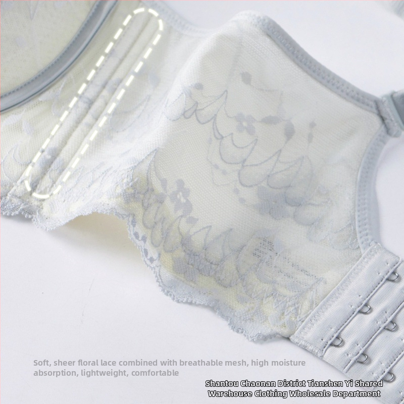 Krūšturis ar 3/4 kausiem, plānas formētas krūzītes, fiksēti dubulti plecu siksnas, četras rindas aizmugurējo āķu, elpojošs