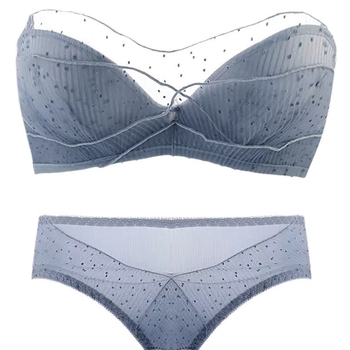 Mežģīņu bezvadu krūšturis komplekts mazam krūtīm — 3/4 kauss, augšējā plāna un apakšējā bieza kauss, noņemamās dubultās siksnas