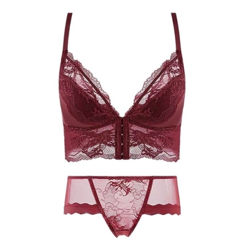 Sieviešu mežģīņu krūšturis ar priekšējo aizdari, 3/4 kauss, formēti kausi, fiksētas dubultās plecu siksnas