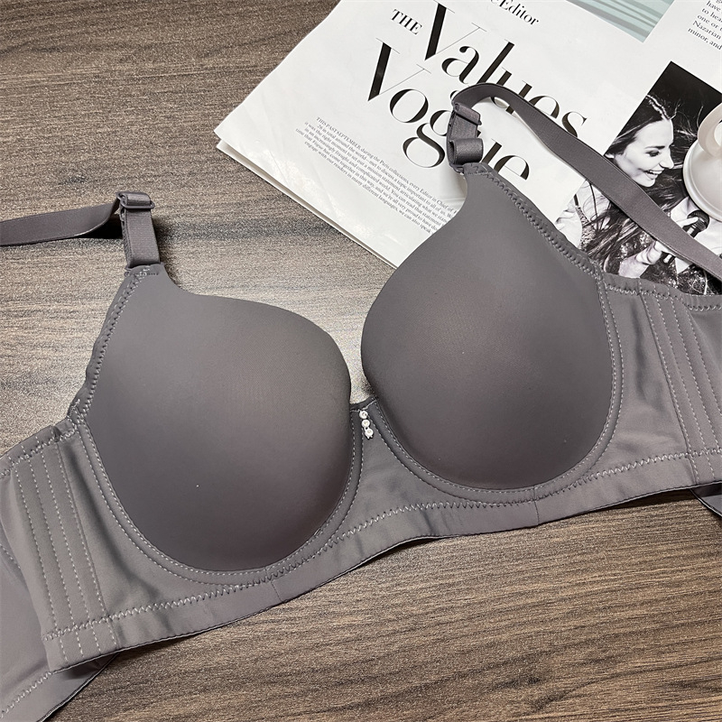 Push-up bezšuvju krūšturis ar sānu atbalstu, regulējamas dubultās siksnas, 3/4 kauss, ultra-plānas formētās krūzes, mīksts tērauda karkass