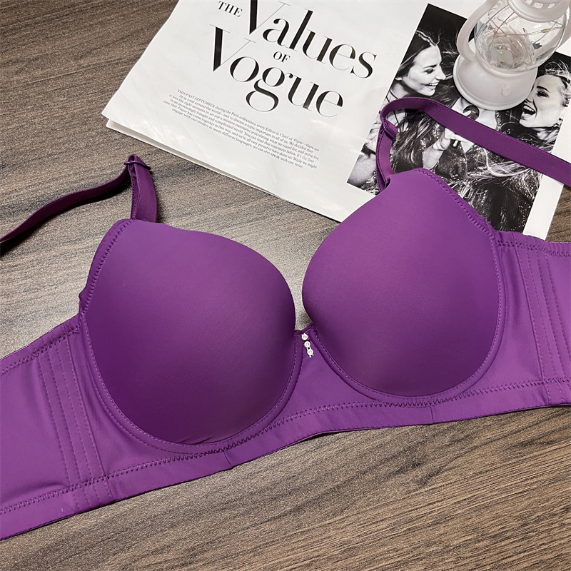 Push-up bezšuvju krūšturis ar sānu atbalstu, regulējamas dubultās siksnas, 3/4 kauss, ultra-plānas formētās krūzes, mīksts tērauda karkass