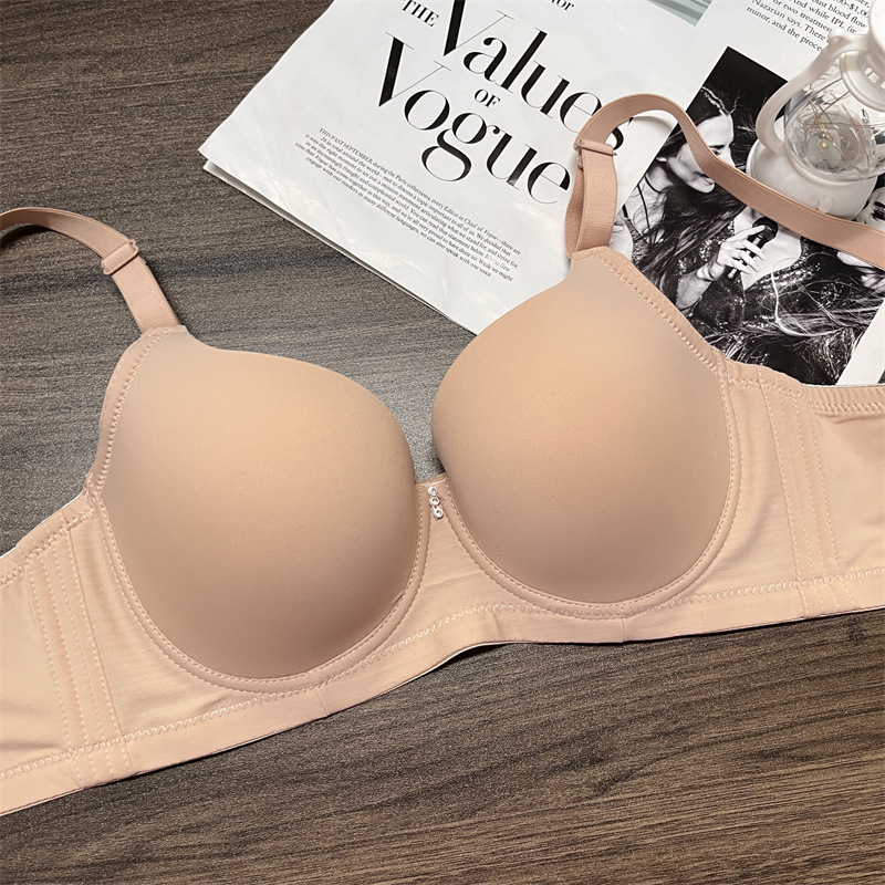 Push-up bezšuvju krūšturis ar sānu atbalstu, regulējamas dubultās siksnas, 3/4 kauss, ultra-plānas formētās krūzes, mīksts tērauda karkass