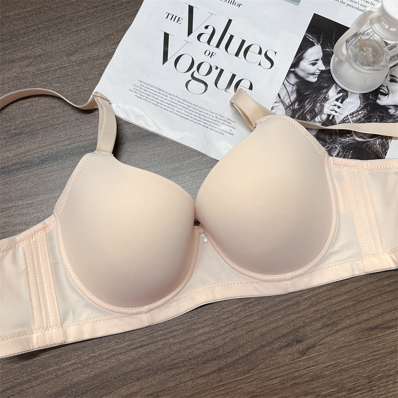 Push-up bezšuvju krūšturis ar sānu atbalstu, regulējamas dubultās siksnas, 3/4 kauss, ultra-plānas formētās krūzes, mīksts tērauda karkass