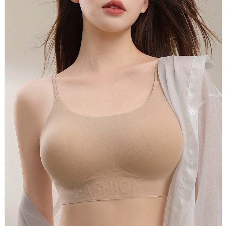 Bezšuvju push-up krūšturis ar plānām formējošām kupām, pilns kupas, galvenais materiāls: neilons 80–90%, oderējums: spandeks ≤30%, fiksētas dubultās plecu siksnas