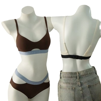 Sieviešu krūštura komplekts, neilona audums, plānas formētās kupas, bez stieplēm, push-up efekts, bezšuvju, fiksētas dubultās siksnas, muguras divkāršā aizdare, elpojošs un ērts