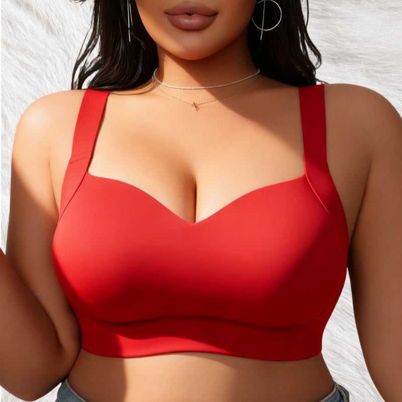 Plus-size bezšuvju push-up krūšturis, 3/4 kauss ar formētām kupām, neilona audums, elpojošs, fiksētas plecu siksnas