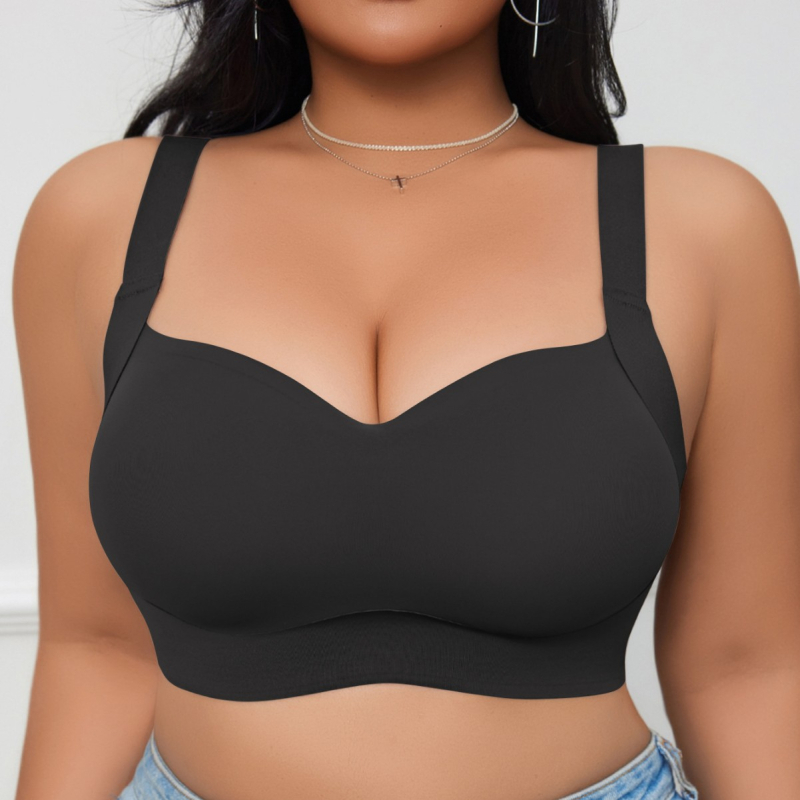 Plus-size bezšuvju push-up krūšturis, 3/4 kauss ar formētām kupām, neilona audums, elpojošs, fiksētas plecu siksnas