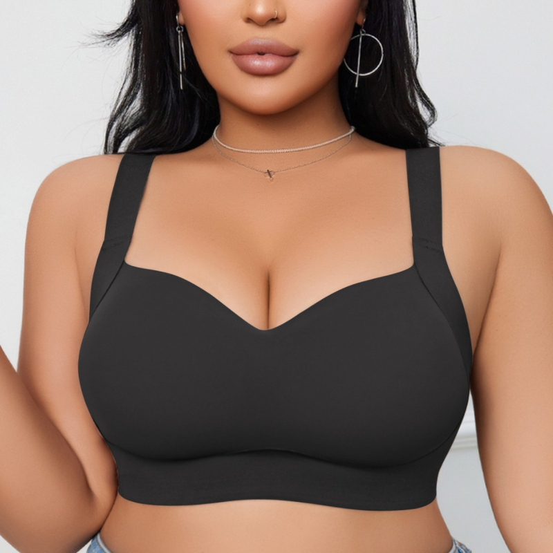 Plus-size bezšuvju push-up krūšturis, 3/4 kauss ar formētām kupām, neilona audums, elpojošs, fiksētas plecu siksnas