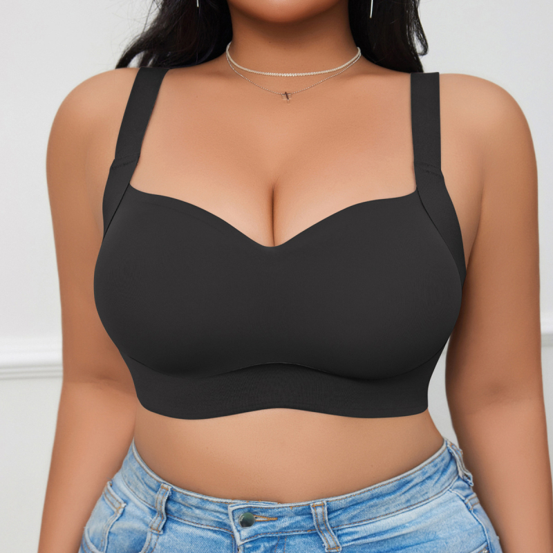 Plus-size bezšuvju push-up krūšturis, 3/4 kauss ar formētām kupām, neilona audums, elpojošs, fiksētas plecu siksnas