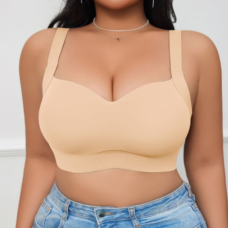 Plus-size bezšuvju push-up krūšturis, 3/4 kauss ar formētām kupām, neilona audums, elpojošs, fiksētas plecu siksnas