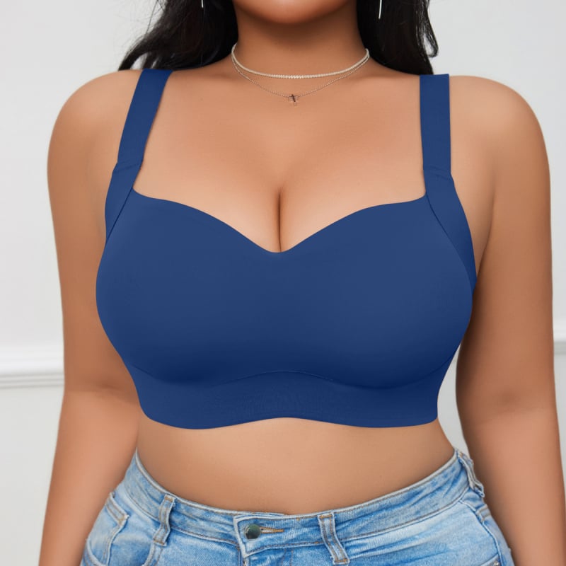 Plus-size bezšuvju push-up krūšturis, 3/4 kauss ar formētām kupām, neilona audums, elpojošs, fiksētas plecu siksnas