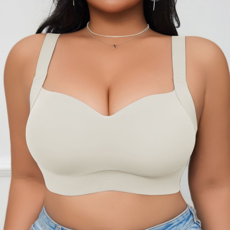 Plus-size bezšuvju push-up krūšturis, 3/4 kauss ar formētām kupām, neilona audums, elpojošs, fiksētas plecu siksnas