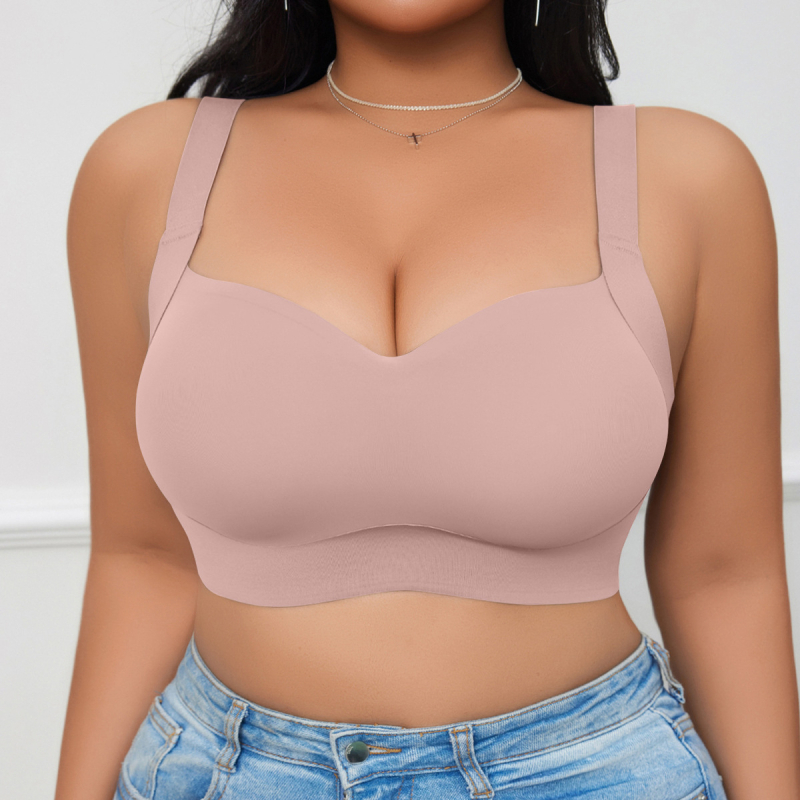 Plus-size bezšuvju push-up krūšturis, 3/4 kauss ar formētām kupām, neilona audums, elpojošs, fiksētas plecu siksnas