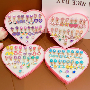 Bērnu ausu klipsi - rokdarbs, plastmasa/rezīns, Princeses sērija, vecums 3–10 gadi, neatkarīgs iepakojums