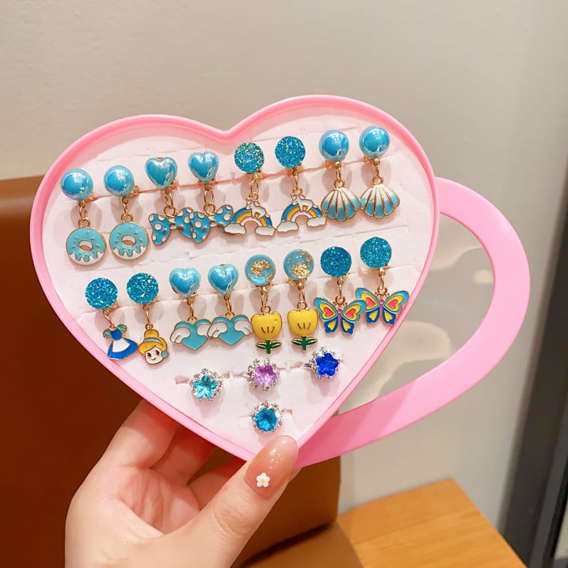 Bērnu ausu klipsi - rokdarbs, plastmasa/rezīns, Princeses sērija, vecums 3–10 gadi, neatkarīgs iepakojums