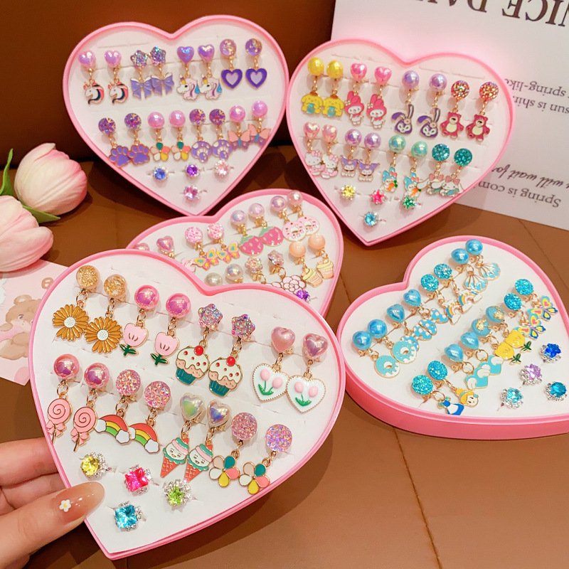 Bērnu ausu klipsi - rokdarbs, plastmasa/rezīns, Princeses sērija, vecums 3–10 gadi, neatkarīgs iepakojums