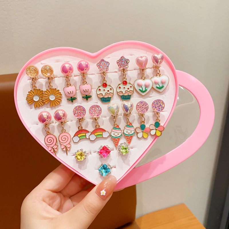 Bērnu ausu klipsi - rokdarbs, plastmasa/rezīns, Princeses sērija, vecums 3–10 gadi, neatkarīgs iepakojums