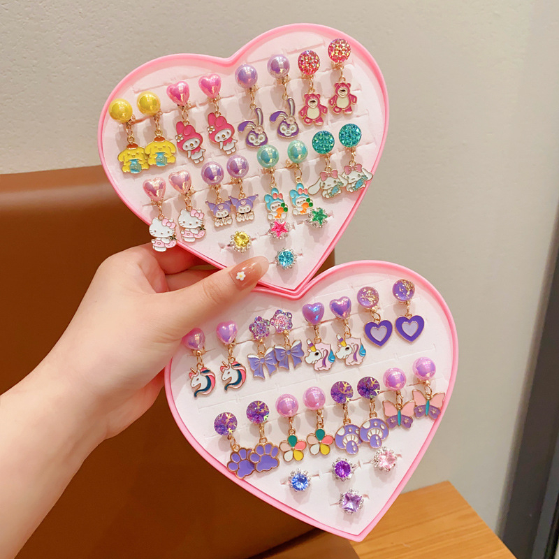 Bērnu ausu klipsi - rokdarbs, plastmasa/rezīns, Princeses sērija, vecums 3–10 gadi, neatkarīgs iepakojums