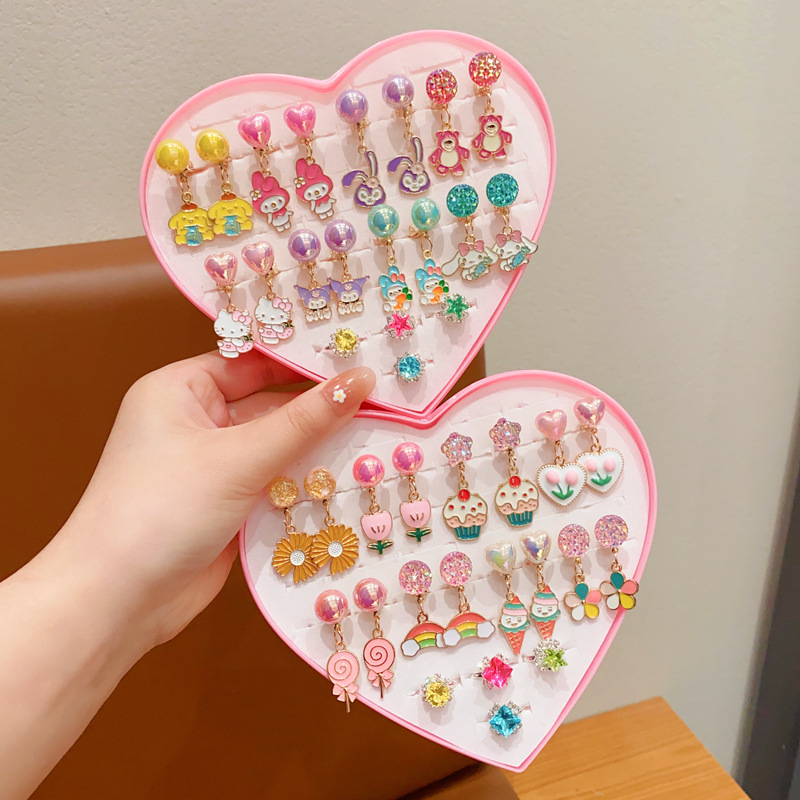 Bērnu ausu klipsi - rokdarbs, plastmasa/rezīns, Princeses sērija, vecums 3–10 gadi, neatkarīgs iepakojums