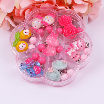 Naušnice-klipse za djecu od akrila — oblici srca i likovi iz crtanih filmova, silikonske podloške, ručna izrada