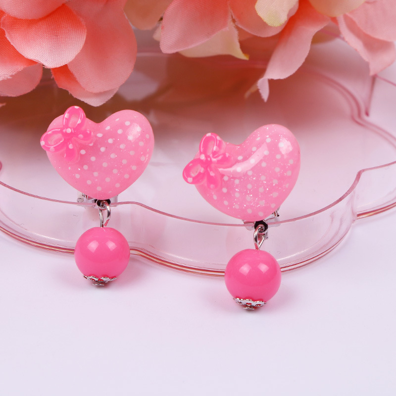 Naušnice-klipse za djecu od akrila — oblici srca i likovi iz crtanih filmova, silikonske podloške, ručna izrada