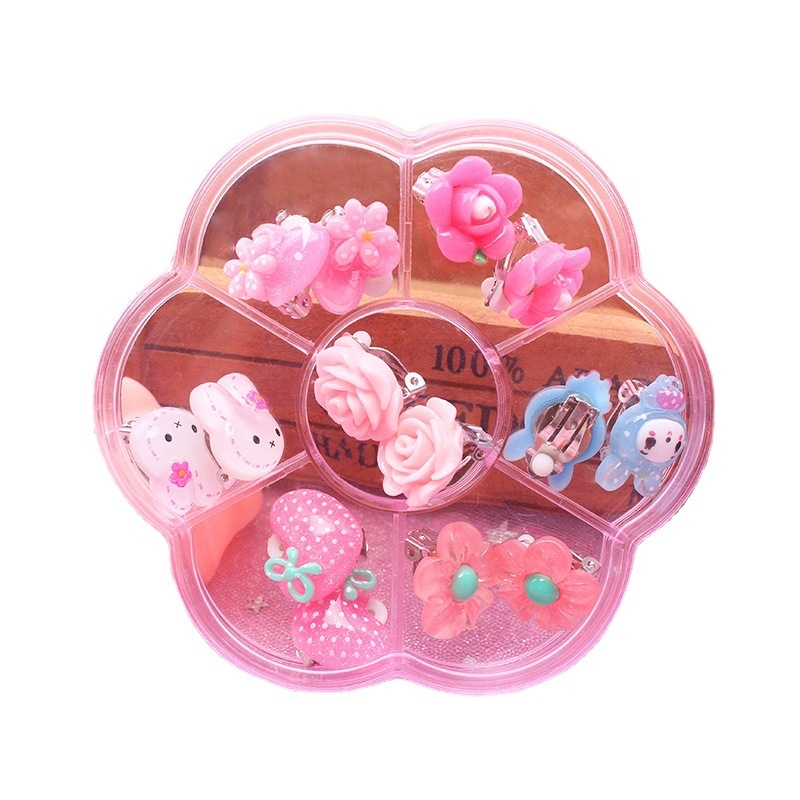 Naušnice-klipse za djecu od akrila — oblici srca i likovi iz crtanih filmova, silikonske podloške, ručna izrada