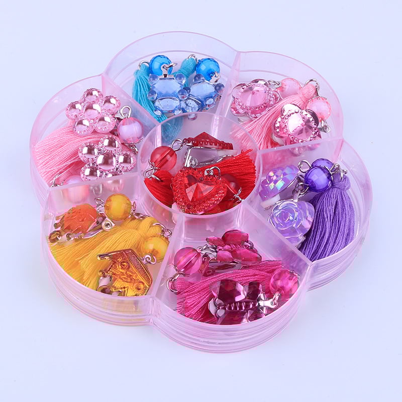 Naušnice-klipse za djecu od akrila — oblici srca i likovi iz crtanih filmova, silikonske podloške, ručna izrada