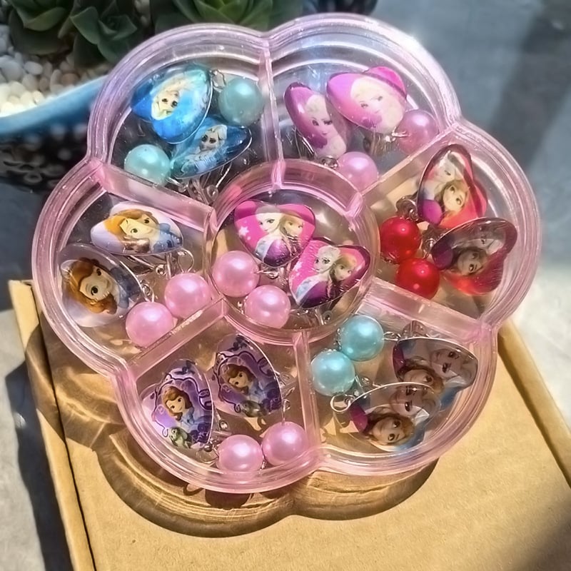 Naušnice-klipse za djecu od akrila — oblici srca i likovi iz crtanih filmova, silikonske podloške, ručna izrada