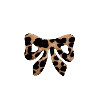 Dječja kopča za kosu s velikom mašnicom, leopard uzorak od konjske dlake i kože (Ručna izrada; Podrijetlo: Qingdao; Ljeto 2024; Materijal: Cortex)