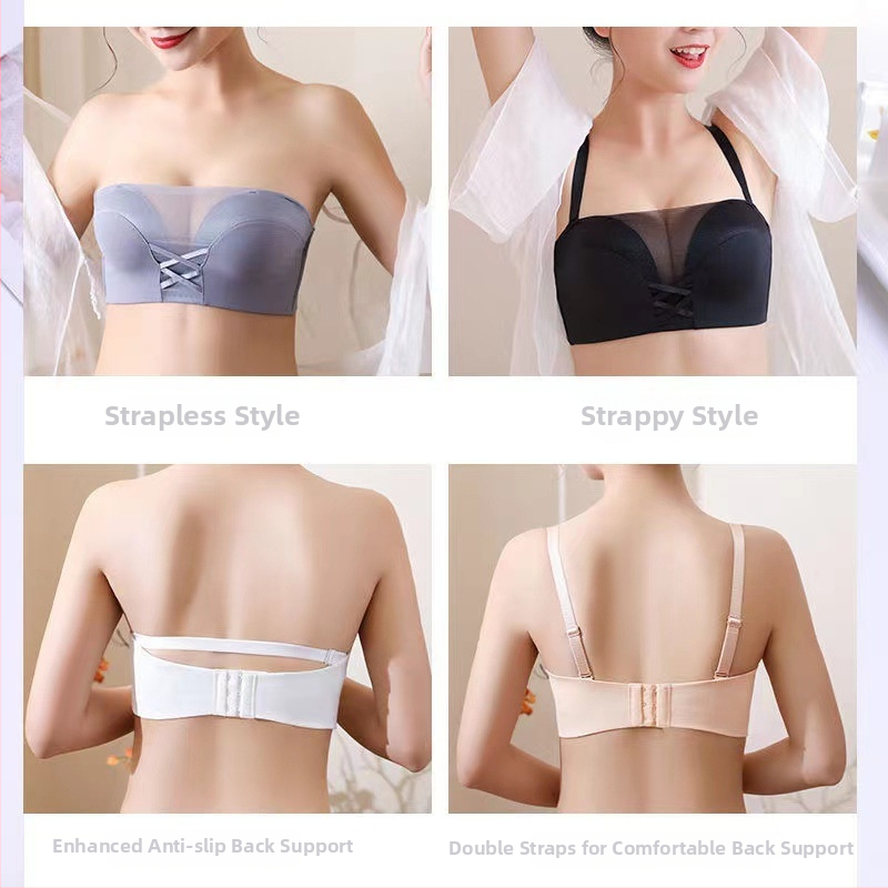 Bezšuvju krūšturis bez plecu siksnām ar push-up efektu, 3/4 kauss, formēti kausi (augšējie plāni / apakšējie biezi), aizmugurē trīs rindu āķi