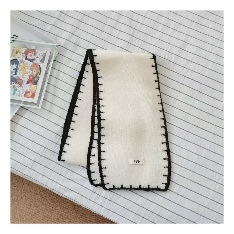 Dječji šal s rubnim rubom u korejskom stilu – unisex, pleteni materijal, jacquard, zima/jesen