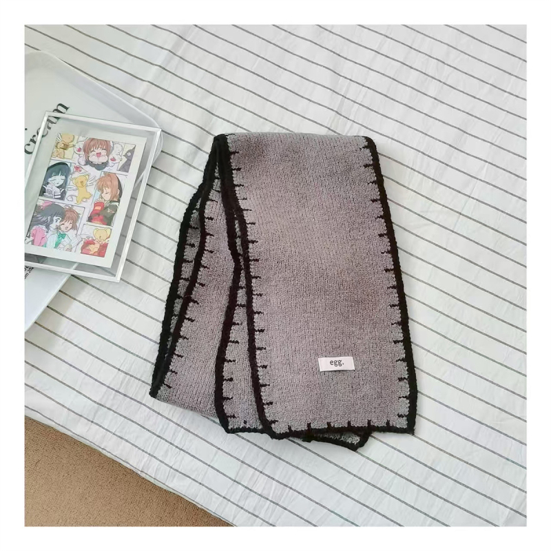 Dječji šal s rubnim rubom u korejskom stilu – unisex, pleteni materijal, jacquard, zima/jesen