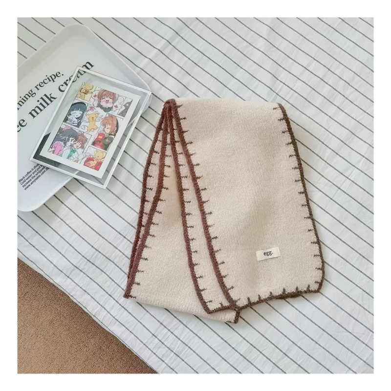 Dječji šal s rubnim rubom u korejskom stilu – unisex, pleteni materijal, jacquard, zima/jesen