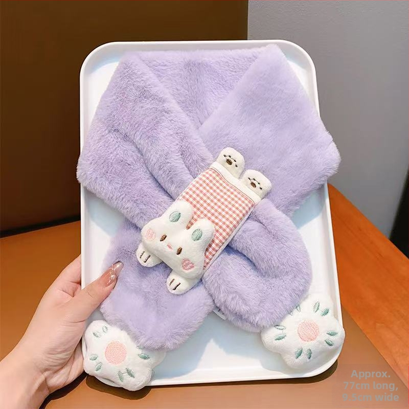 Bērnu šalle no flīsa, karikatūras raksts, Warp Knit šūšana, silta ziemai un pavasarim