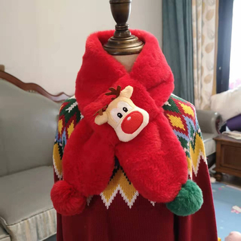 Bērnu plīša šalle ar briežu Ziemassvētku motīvu, silta un gara forma, unisex, personalizācija pieejama, japāņu/Korejas stilā