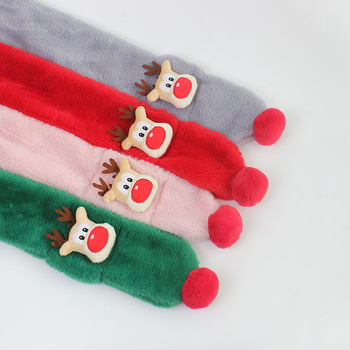 Bērnu plīša šalle ar briežu Ziemassvētku motīvu, silta un gara forma, unisex, personalizācija pieejama, japāņu/Korejas stilā