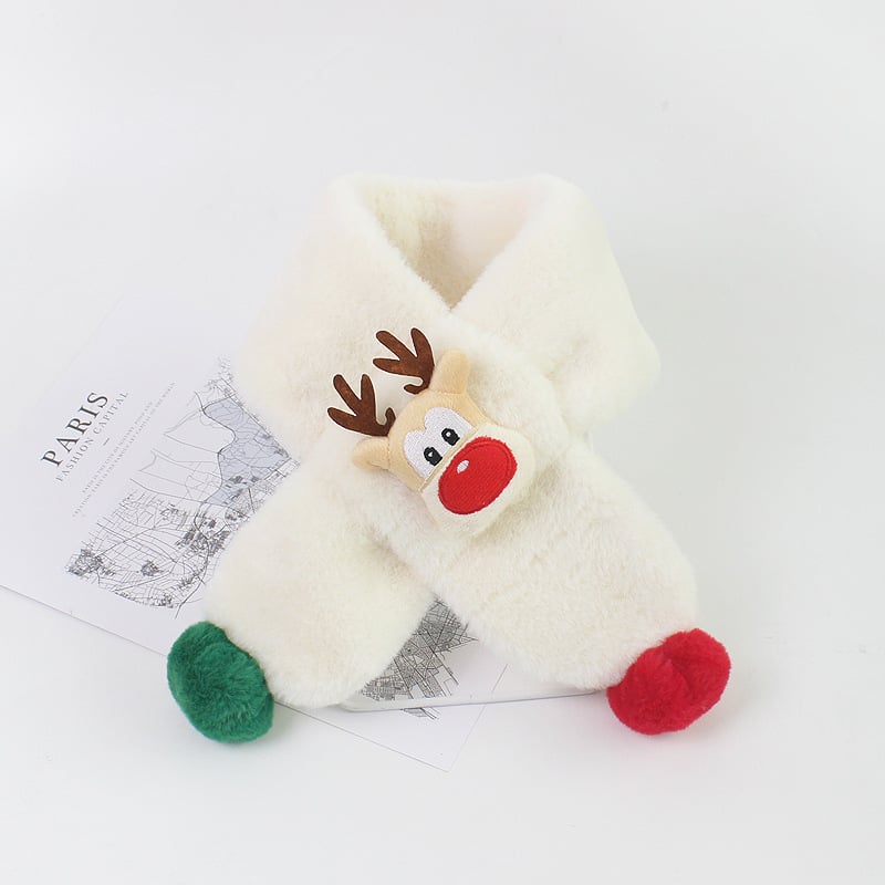 Bērnu plīša šalle ar briežu Ziemassvētku motīvu, silta un gara forma, unisex, personalizācija pieejama, japāņu/Korejas stilā