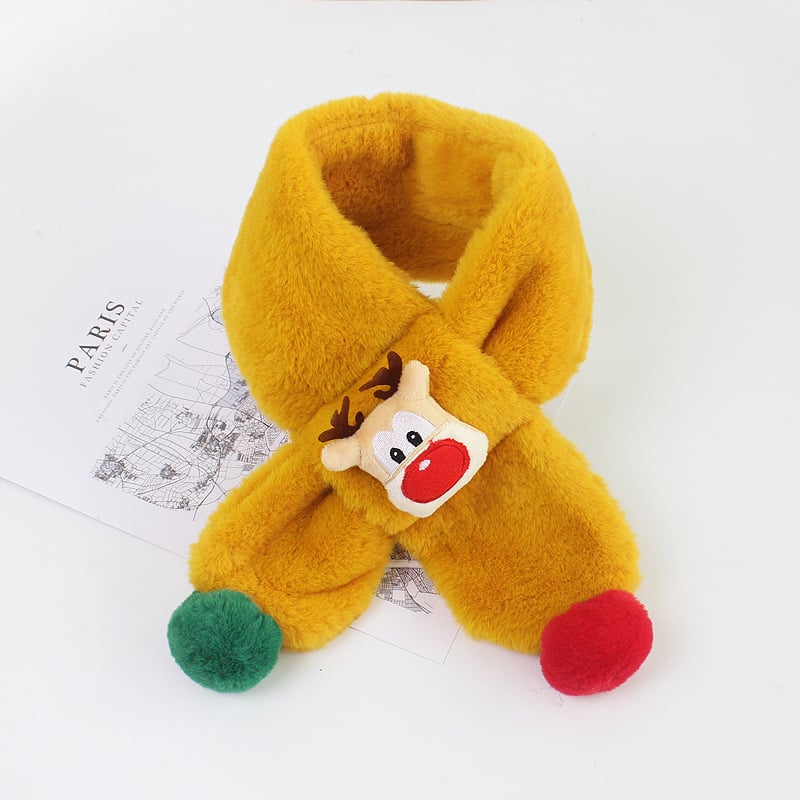 Bērnu plīša šalle ar briežu Ziemassvētku motīvu, silta un gara forma, unisex, personalizācija pieejama, japāņu/Korejas stilā