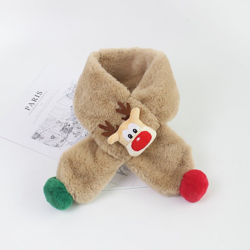 Bērnu plīša šalle ar briežu Ziemassvētku motīvu, silta un gara forma, unisex, personalizācija pieejama, japāņu/Korejas stilā