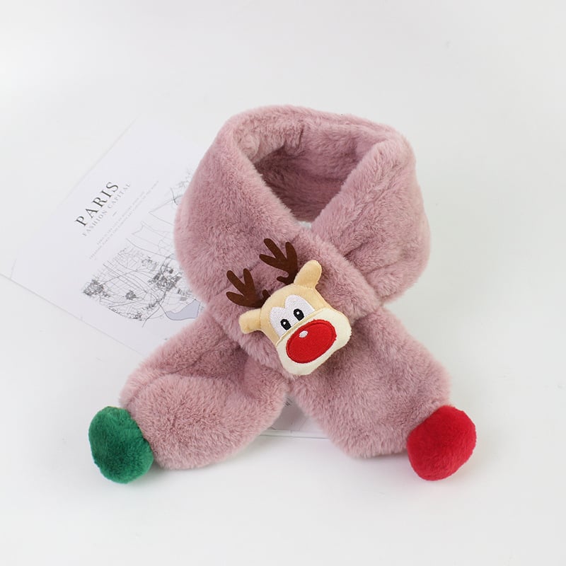 Bērnu plīša šalle ar briežu Ziemassvētku motīvu, silta un gara forma, unisex, personalizācija pieejama, japāņu/Korejas stilā