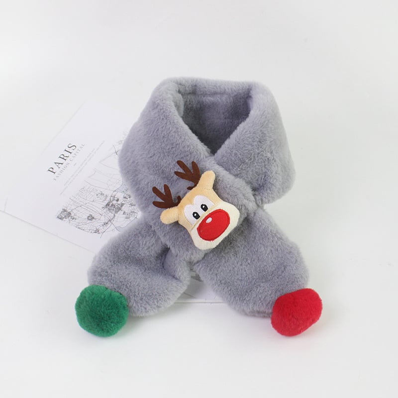 Bērnu plīša šalle ar briežu Ziemassvētku motīvu, silta un gara forma, unisex, personalizācija pieejama, japāņu/Korejas stilā