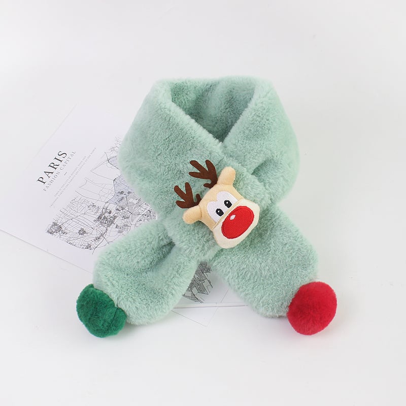 Bērnu plīša šalle ar briežu Ziemassvētku motīvu, silta un gara forma, unisex, personalizācija pieejama, japāņu/Korejas stilā