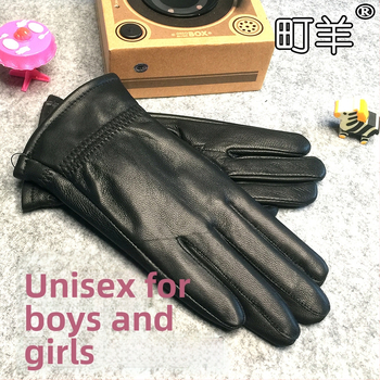 Īstas ādas bērnu cimdi ar ādas kažokādas iekšpildi, silti ziemas, pavasara un rudens sezonai, bērniem vecumā 10–13 gadi