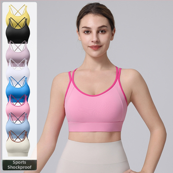 Sporta krūšturis ar fiksētām dubultām plecu siksnām, pilns kauss, vidēja kausa forma, neilona materiāls, ātri žūst un elpo, aizmugurējais aizdare ar trim rindām sprādžu