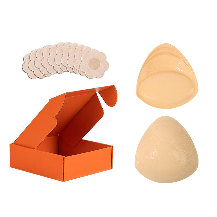 Ενθέματα σουτιέν – διπλής όψεως αυτοκόλλητα από σιλικόνη με φτερωτό σχέδιο, παχιωμένα, σχήμα θηλής: τρίγωνο, για συγκέντρωση και αόρατη άνοδο