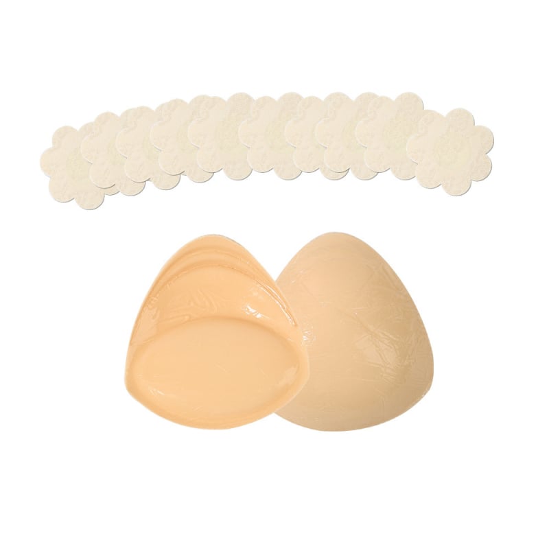 Ενθέματα σουτιέν – διπλής όψεως αυτοκόλλητα από σιλικόνη με φτερωτό σχέδιο, παχιωμένα, σχήμα θηλής: τρίγωνο, για συγκέντρωση και αόρατη άνοδο